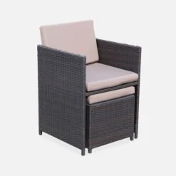 Table De Jardin Encastrable Résine Tressée, 12 Fauteuils Couleur : Marron / Taupe 11 Table De Jardin Encastrable Résine Tressée, 12 Fauteuils Couleur : Marron / Taupe -Maison Meubles wkdgcube12chbn a3805fed80739ef994ef0c303283cb0c
