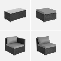 Salon De Jardin Résine 4 Places Couleur : Noir / Gris -Maison Meubles wksofakdbkgy cd92e7324ed45a843d981ccab7f69952