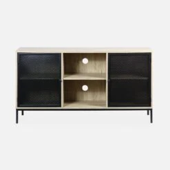 Buffet/ Meuble TV Métal Et Effet Bois 140 Cm -Maison Meubles IBKLSB140NAT 02
