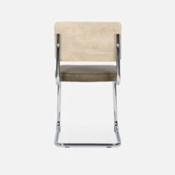 Chaise Cantilever Tissu Et Effet Rotin (lot De 2) Couleur : Taupe -Maison Meubles ICHRMJTPX2 04