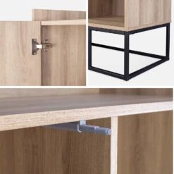 Vaisselier Métal Et Effet Bois 1 Porte -Maison Meubles IDCAB100NAT 04