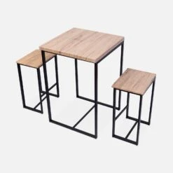 Set Table Haute Avec 2 Tabourets De Bar Couleur : Noir -Maison Meubles IDS60R2 01