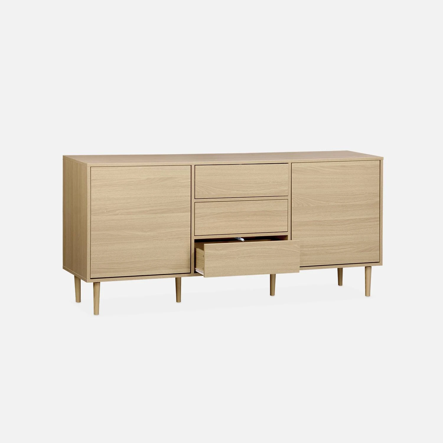 Buffet Effet Bois 2 Portes 160 Cm Couleur : Bois 5 Buffet Effet Bois 2 Portes 160 Cm Couleur : Bois – Image 5