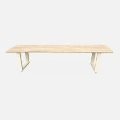 Banc 3 Places Acacia Brossé Clair, Structure Acier (lot De 2) Couleur : Ivoire -Maison Meubles ac180benchivose 7d7fcfde1a8152d8e0b6737a3ae508b0