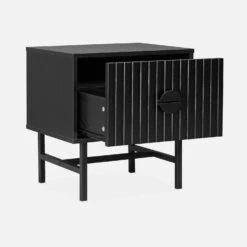 Table De Chevet Effet Bois Rainuré Noir -Maison Meubles ibazbedside 57bcace4b030a3c34b7483bb6fc566e5