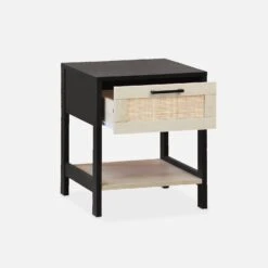 Table De Chevet Scandinave Effet Bois Et Cannage (lot De 2) -Maison Meubles ibcanbesidex2 377981231c8cc4d934bba797123d71ad