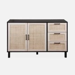 Buffet Scandinave Effet Bois Et Cannage 2 Portes 120 Cm -Maison Meubles ibcanbuffet c812654171d8f0226d7222e6b96765ae