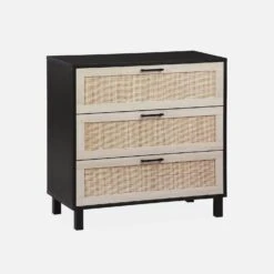 Commode Scandinave Bois Et Cannage 3 Tiroirs -Maison Meubles ibcanchest3d 152a31d31b07f145f73e0c24d0f99f30
