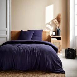 Parure De Lit Gaze De Coton Bleu Marine