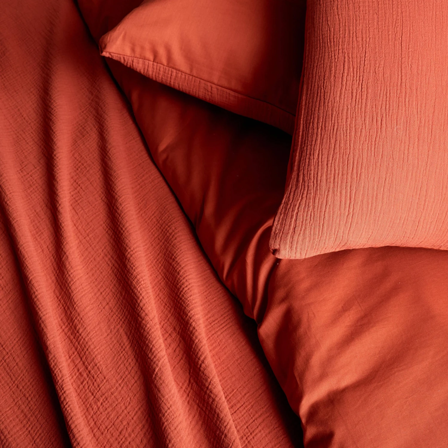 Parure De Lit Gaze De Coton Ocre 2 Parure De Lit Gaze De Coton Ocre – Image 2