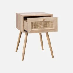 Lot De 2 Tables De Chevet Effet Bois Et Cannage -Maison Meubles ibobesidrawx2 f4b6af00b8b2e97f2d8a89bbb5cf11d7