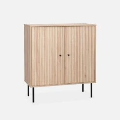 Buffet Effet Bois Rainuré 2 Portes 83,5 Cm -Maison Meubles ibragcabinet e51d4780b608789d1f382cdf88104b0e