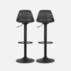 Tabouret Bar Réglables 61,5/83,5cm Simili Cuir (lot De 2) Couleur : Noir -Maison Meubles ibsajfullbk 253e21f9841d46f7ead00d4dfecd4c3b