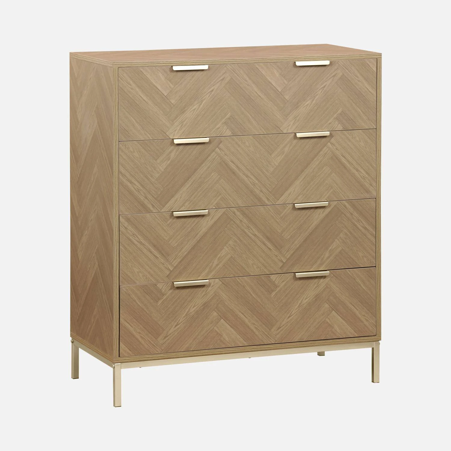 Commode De Rangement Décor Chevrons 4 Tiroirs 3 Commode De Rangement Décor Chevrons 4 Tiroirs – Image 3
