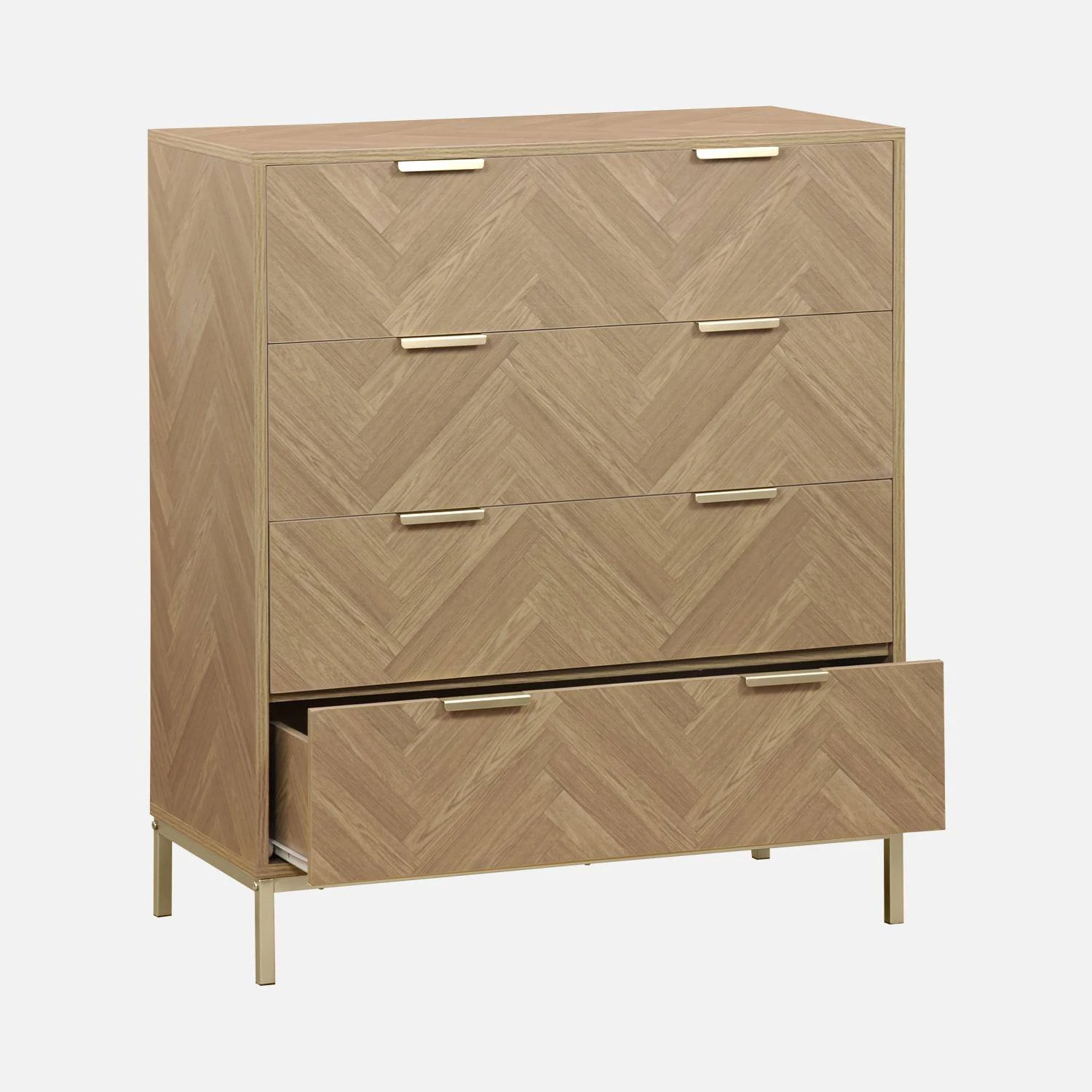 Commode De Rangement Décor Chevrons 4 Tiroirs 6 Commode De Rangement Décor Chevrons 4 Tiroirs – Image 6