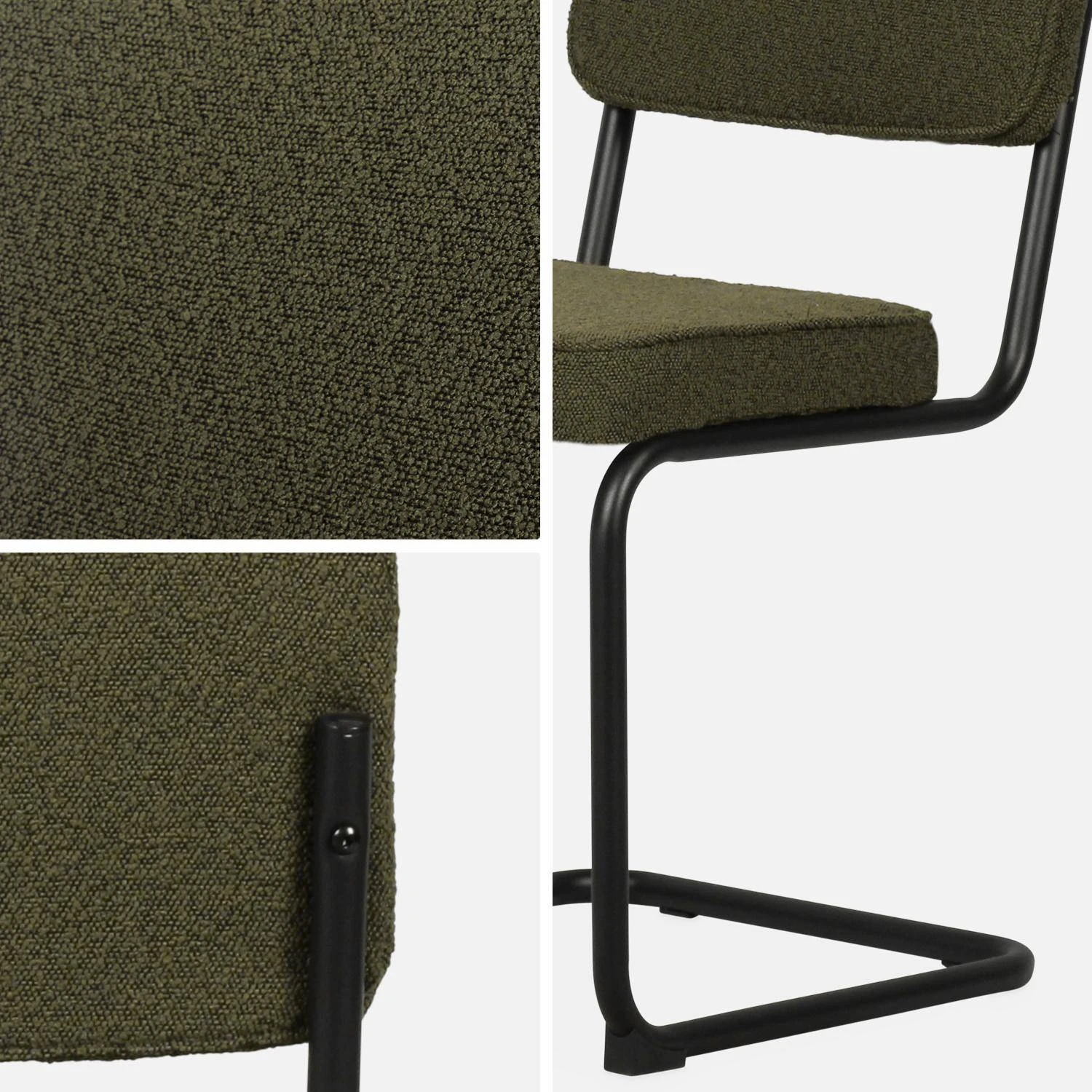 Chaise Cantilever Bouclette Texturée (lot De 2) Couleur : Vert 7 Chaise Cantilever Bouclette Texturée (lot De 2) Couleur : Vert – Image 7