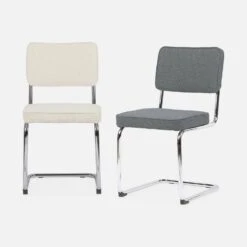 Chaise Cantilever Bouclette Texturée (lot De 2) Couleur : Gris -Maison Meubles ichrmjchbcgbx2 c7547146d424a3dbc27f334e140a20a9