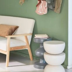 Table D'appoint, Bout De Canapé, Table De Chevet En Métal, Ø32 X H 46.5cm Couleur : Crème -Maison Meubles icoustbl32ivo 69ffd2d77a62acb2136ad8833ec63464