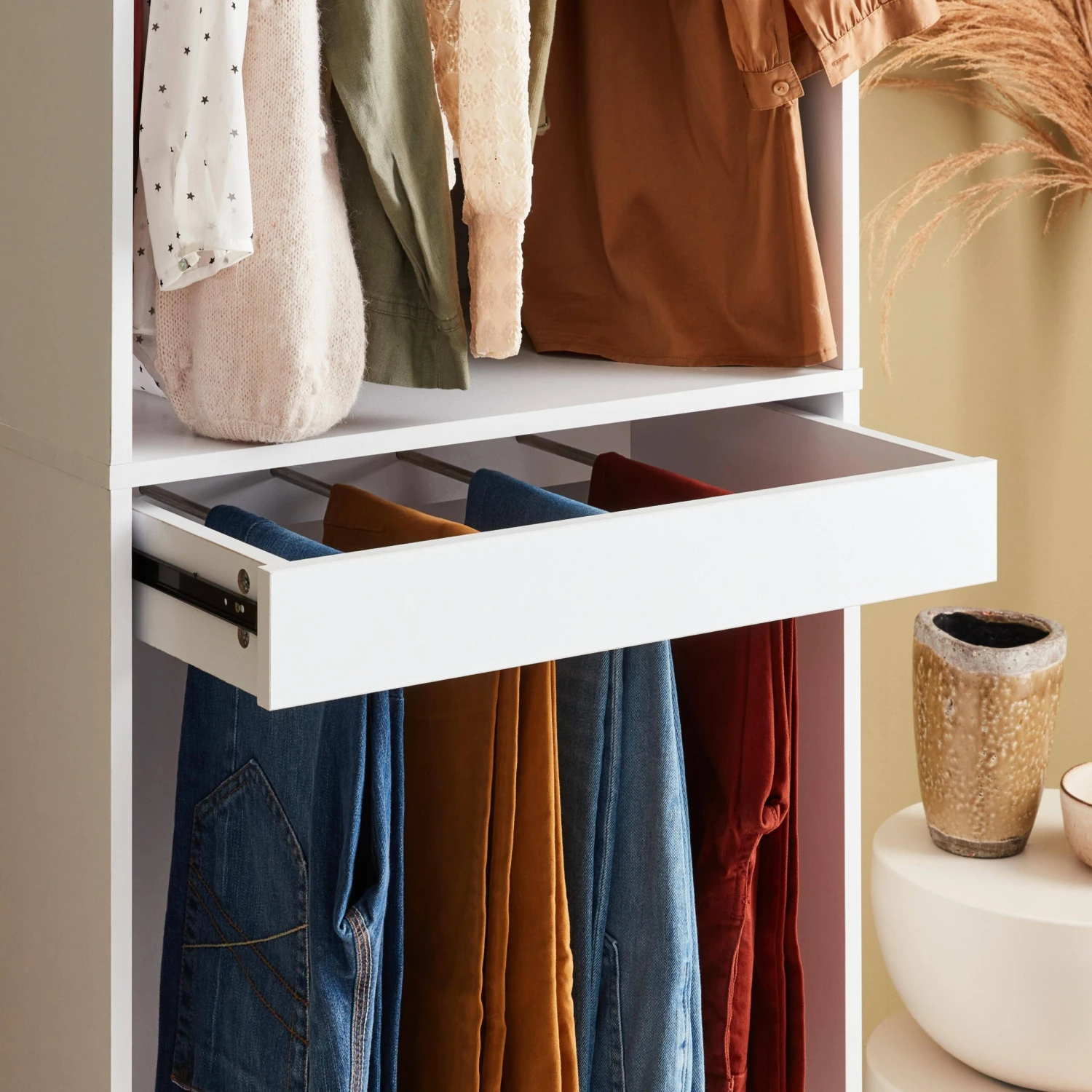 Module Dressing Avec Penderie Et Porte-pantalons Couleur : Blanc 3 Module Dressing Avec Penderie Et Porte-pantalons Couleur : Blanc – Image 3