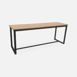 Table Et 2 Bancs Encastrables Acier Et Effet Bois 4 Places Couleur : Noir -Maison Meubles ids140r4 60ef6cd11d1ee72e952c1615ddaed4b0
