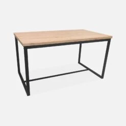 Table Et 2 Bancs Encastrables Acier Et Effet Bois 4 Places Couleur : Noir -Maison Meubles ids140r4 b4458aced375f84254996236a0f2bf3b
