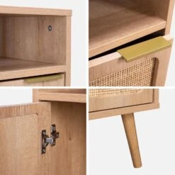 Table De Chevet, Décor Bois Et Cannage Arrondi -Maison Meubles ievabedside 3fb6a39f8cc3cf19930185c6c753772f