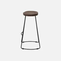 Tabouret De Bars Bois De Manguier Et Acier, Repose Pieds, 65cm (lot De 2) Couleur : Teinté Noyer -Maison Meubles ijabst65x2wal c46302d4dcce8737eaf18933aa877f71