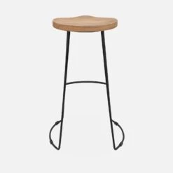 Tabouret De Bar Bois De Manguier Et Acier, Repose Pieds, 75cm (lot De 2) Couleur : Naturel -Maison Meubles ijabst75x2oak 22021dd0c73c113a51791acc5c4253e9