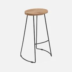 Tabouret De Bar Bois De Manguier Et Acier, Repose Pieds, 75cm (lot De 4) Couleur : Naturel -Maison Meubles ijabst75x4oak d47d7f3b8460f37e341f914105d187ee