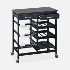 Desserte Cuisine Effet Bois à Roulettes 65 X 35 Cm Couleur : Noir -Maison Meubles iktdoublebk 0fb828637c1fad0b11885775a01a7fc3