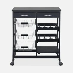 Desserte Cuisine Effet Bois à Roulettes 65 X 35 Cm Couleur : Noir -Maison Meubles iktdoublebk 8dc61fbd146ea65f8702eb6e80381a7c