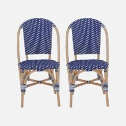 Chaise Bistrot En Rotin Et Polyrotin (lot De 2) Couleur : Bleu -Maison Meubles imonchrx2blu e971ea8bd473debe407722dd9a494611