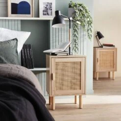 Lot De 2 Tables De Chevet En Cannage