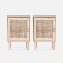 Lot De 2 Tables De Chevet En Cannage -Maison Meubles inatbedsidex2 c79ad170805ad1d79b7a264bde881a90