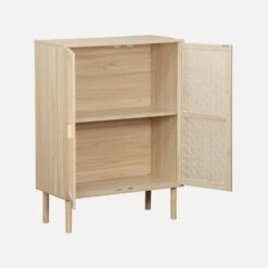 Buffet Cannage Et Effet Bois 2 Portes 80 Cm -Maison Meubles inatcabinet 86a90ade036984fff0cf46ea55e078b0