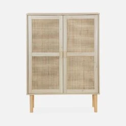 Buffet Cannage Et Effet Bois 2 Portes 80 Cm -Maison Meubles inatcabinet bda207df00a3581f739d9d41dec24e7d