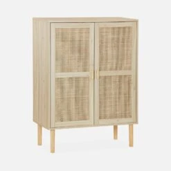 Buffet Cannage Et Effet Bois 2 Portes 80 Cm -Maison Meubles inatcabinet f487394cfe5087374c93863840e228c1