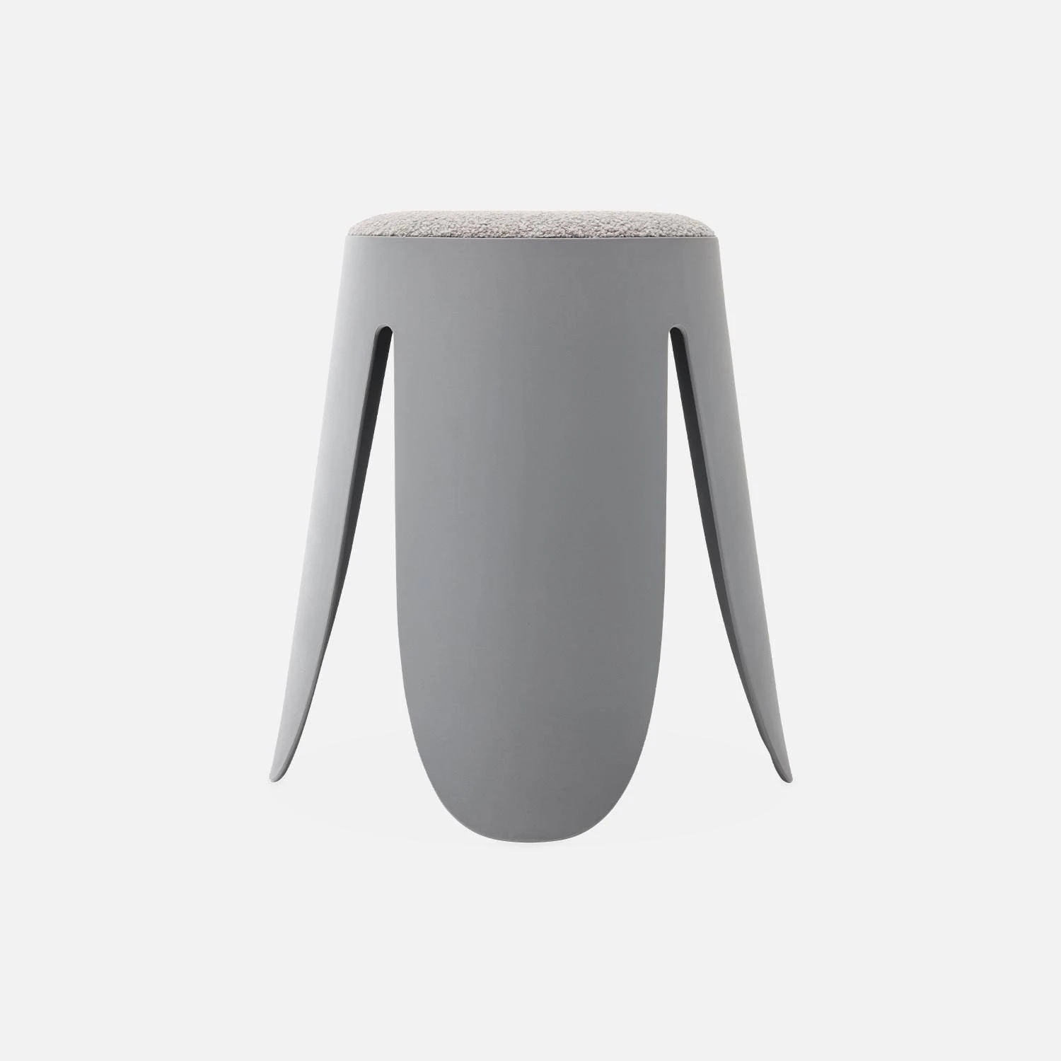 Set De 4 Tabourets Empilables Bouclette Texturée Couleur : Gris Clair 2 Set De 4 Tabourets Empilables Bouclette Texturée Couleur : Gris Clair – Image 2