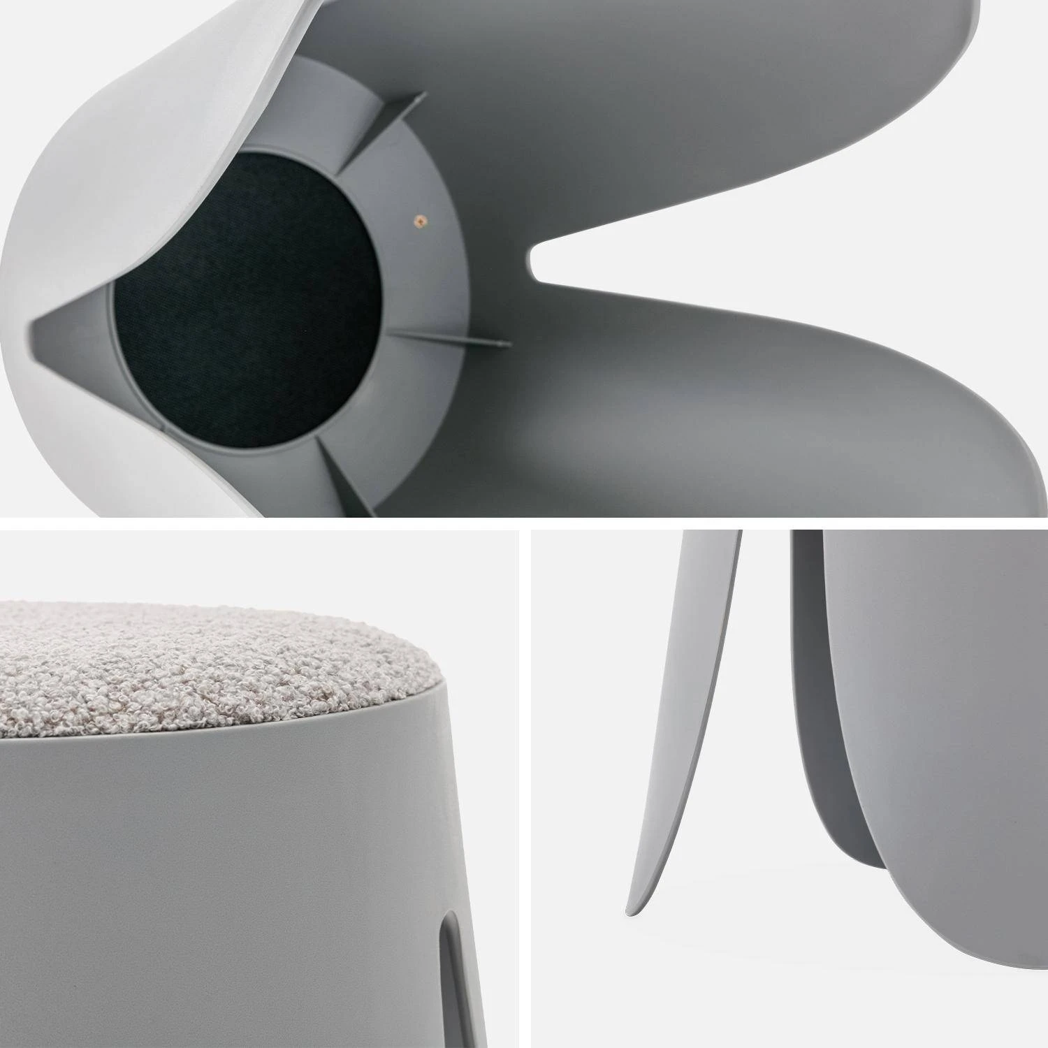 Set De 4 Tabourets Empilables Bouclette Texturée Couleur : Gris Clair 4 Set De 4 Tabourets Empilables Bouclette Texturée Couleur : Gris Clair – Image 4