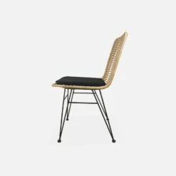 Chaise Métal Et Rotin Naturel (lot De 2) Couleur : Noir -Maison Meubles irawchrbkx2 83ea1c776af416c863dd6fd05d80a6af