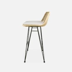 Tabouret De Bar Métal Et Rotin 67cm (lot De 2) Couleur : Naturel -Maison Meubles irawsto67natx2 a928a5638b00ea26e70c37a6b0db2bb4
