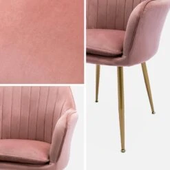 Fauteuil Velours Et Pieds Métal (lot De 2) Couleur : Vieux Rose -Maison Meubles isharmvvopkx2 b95c9b2523dc21f21d85b3f9b693ece8