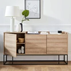 Buffet Métal Et Effet Bois 3 Portes 160 Cm -Maison Meubles istbl160nat f976da3d09cdd30f88f84a6bd7d4a6dc