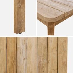 Table Intérieur/extérieur En Teck Recyclé, 220cm + 8 Chaises En Corde Empilables Couleur : Beige -Maison Meubles tk220r8rpbg f324105c84d7bccc80f9396521124041