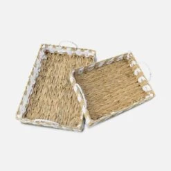 Plateau Avec Poignées Paille Tressée (lot De 2) 12 Plateau Avec Poignées Paille Tressée (lot De 2) -Maison Meubles trayx2natwh 25cd44ef2df3702a26453544a7746254